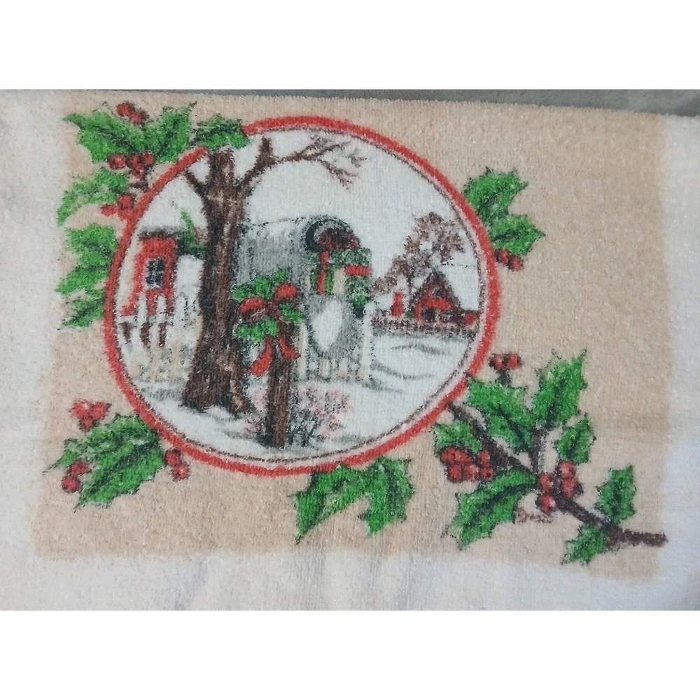 2 Christmas Kitchen‎ Towels Terrycloth Dish Hand Country Farm Mail Box READ